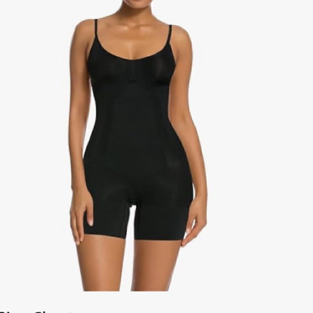 Lycra Stretch Mid-thigh Full body Shaper- Black Bodysuit Shapewear